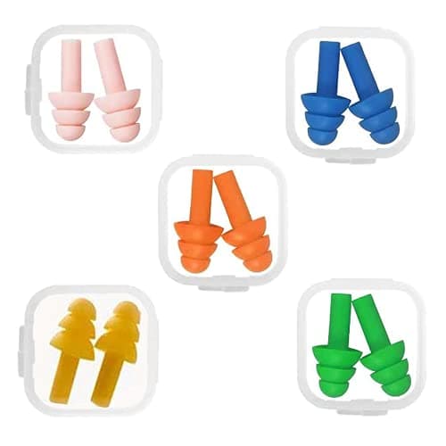 5 Pairs Reusable Silicone Ear Plugs, Noise Cancelling Ear Plugs, Waterproof Swimming EarPlugs, Snoring Sleeping Earplugs, Comfortable Hypoallergenic Material Earplugs for Work, Studying, Noisy Places