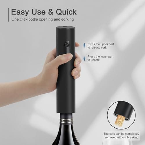 ELMWAY VinoLux Series Electric Wine Opener – Battery Operated Corkscrew with Easy Two-Button Operation & Foil Cutter, Portable Design for Home Use or Parties — view 2