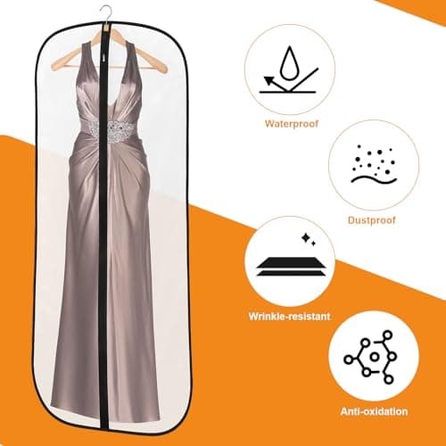6 Pack Garment Bags, PEVA Dress Bags Covers Long, Clothes Covers 55in — view 5