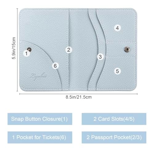 Lychii Leather Passport Wallet for Women and Men, PU Travel Protector Wallet Pouch Protective Case for Passport, Boarding Pass and ID Card — view 2