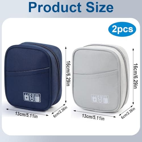 Tniytru 2PCS Tech Pouch, Cable Case and Travel Pouch, Tech Bag and Cable Storage Bag, Travel Tech Pouch and Cable Organiser Bag — view 2