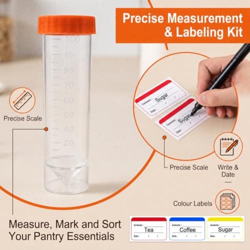 Raoletin 8 Pack Portable Protein Powder Travel Tube Complete Kit with Funnel, Storage Pouch & Colour Labels, Clear Screw-Lid Supplement Dispenser Containers to Go for Creatine, Gym, Workout & Fitness — view 4