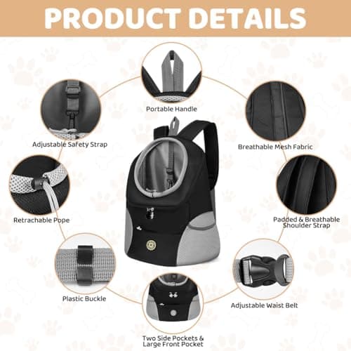 Adiwo Cat Backpack Carrier for Small, Foldable Pet Backpack with 3 Pockets — view 3