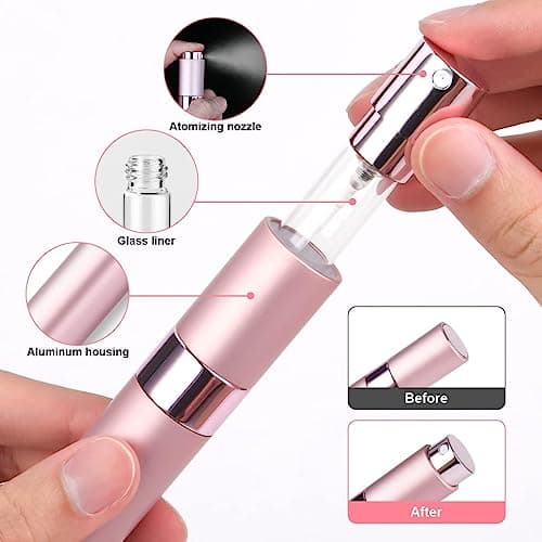 ACWOO Perfume Atomiser Bottles, 3Pcs 10ml Refillable Travel Spray Bottles, Portable Mini Refillable Empty Perfume Bottle, Empty Spray Bottle for Travel, Vacation — view 5