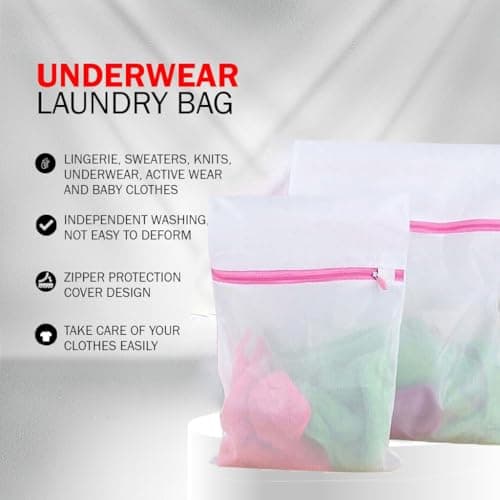 Wash Bag Nylon With Zip Delicates Laundry Bag Zipped Travel Storage Bag Laundry Washing Bag Fine For Lingerie Sweater Garment Undergarment Delicates Blouse 2 sizes (Washing Bag) — view 6