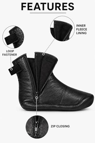 Mens Ladies Unisex Real Leather Black Socks Khuffs Hajj Umrah (Black, 12) — view 2