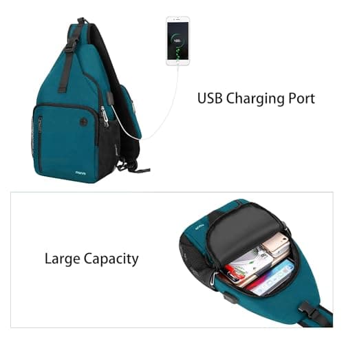 MOSISO Sling Backpack Bag, Crossbody Shoulder Backpack, Teal Green — view 4