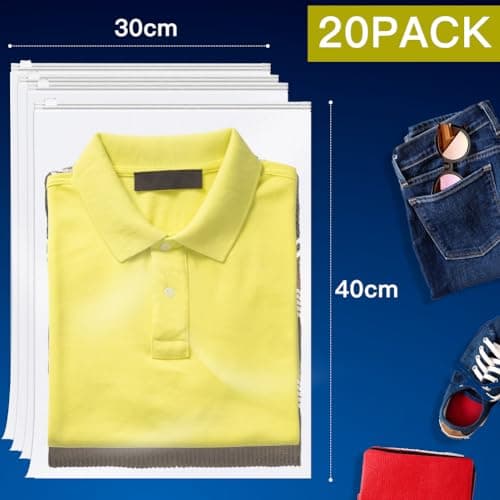 Zip Lock Bags, 20Pcs 40x30cm Clothes Bags, Hospital Bag Organiser Pouches — view 6