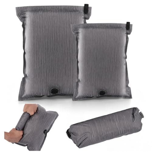Vacuum Storage Bags for Travel, 2 Pack Reusable Compression Bags, Oxford Cloth Travel Vacuum Bags No Pump, Manual Roll-Up Space Saver for Clothes, Luggage, Suitcase (Grey Stripe, 30x40+40x50cm)