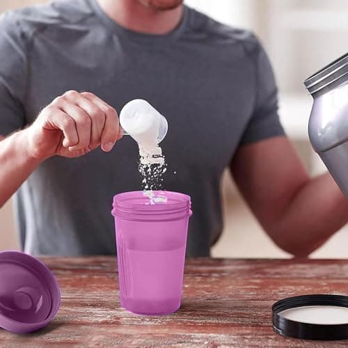 Protein Shaker Bottle with Stainless Steel Mixing Ball, Protein & Supplement Shaker Bottle, Leak Proof Flip Flop Lid Shake Bottle Mixer, BPA Free Protein Shake Bottle 400ml (Orange) — view 6