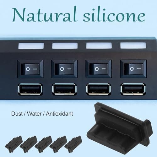 USB A Type Dust Plug, 20 Pcs Silicone USB Plug Cover — view 5