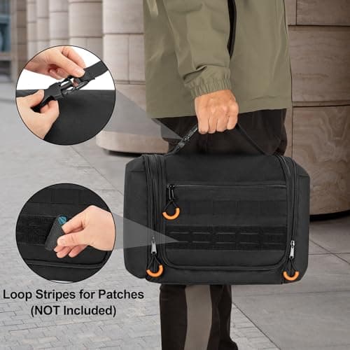 Prokva Travel Toiletry Bag for Men, Tactical Hanging Dopp Kit, Black — view 6