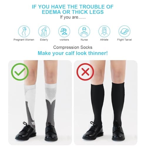 ACWOO Compression Socks for Women & Men, 2 Pairs Best Graduated Stockings Support, Non-Slip Breathable Running Socks for Sports, Flight, Maternity Pregnancy, Nurses, Travel - Boost Stamina & Recovery — view 5