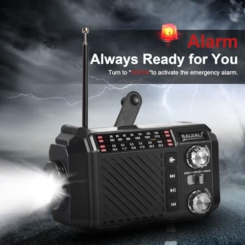 Emergency Radio with Solar, Hand Crank & USB-C Charging 2600mAh Battery — view 6