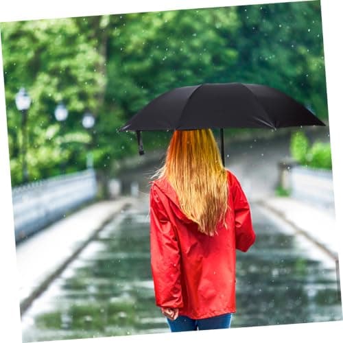 Outanaya Black Windproof Umbrella Protection with UV Folding and Travel Iron and Plastic Frame, Compact Small Inverted Design for Use Sun and Rain Outdoor — view 4