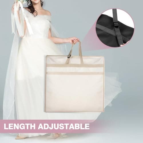 Wedding Dress Storage Bag,420D Waterproof Dress Cover Garment Bags Hanging,72" Folding Handles Travel Carriers&Protector Bags for Wedding and Feast with Large Pockets and Transparent Window — view 6