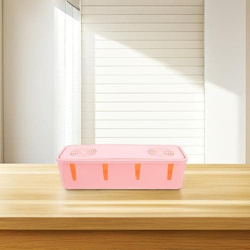 Cable Box Organizer Pink Abs Plastic Cord Concealment for Office — view 5