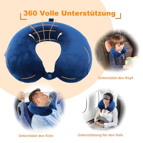 Far win Travel Pillow,100% Pure Memory Foam U Shaped Neck Pillow,Super Lightweight Portable Headrest Great for Airplane, Car,Home,Office,Sleeping (blue) — view 3