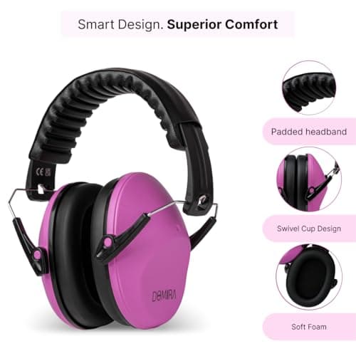 DOMIRA Kids Ear Defenders SNR 26 – Noise Cancelling Ear Muffs for Children, Hearing Protection for School, Travel & Shooting – Lightweight Adjustable Headphones (Pink) — view 5