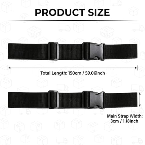 2 Pack Mattress Storage Straps,Black Adjustable 150cm PP Compression Straps with Buckle,Heavy Duty Moving Bags Holder for Memory Foam Bed Topper Roll Packing,Campervan Roof Rack, Under Bed Support — view 2