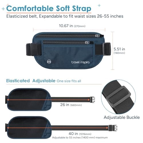 travel inspira Money Belt, Passport Holder Secure with RFID Blocking — view 3