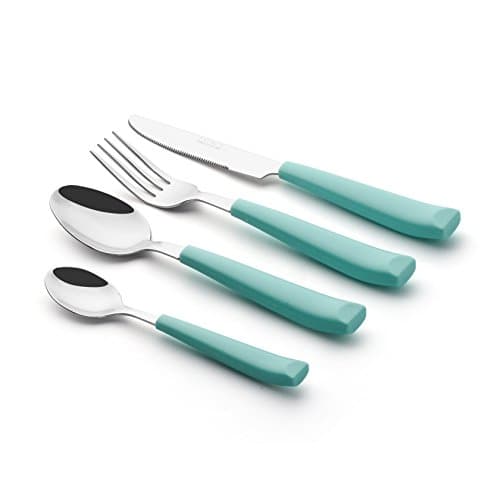EXZACT 16pcs Cutlery Set Stainless Steel Wide Handles Serves 4 Turquoise — view 6