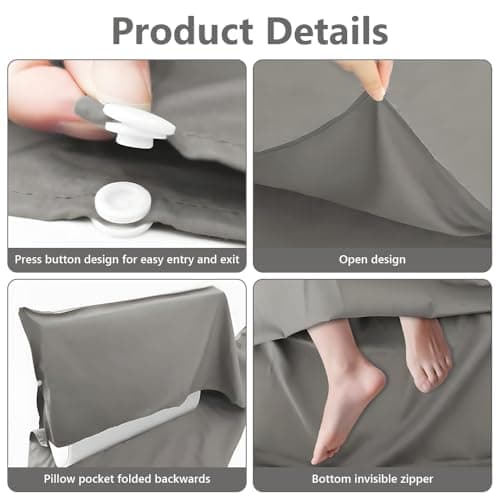Jonuin Sleeping Bag Liner, 210 x 115 cm Sleeping Bag Liners, Lightweight, Soft & Portable Travel Sheet for Adults, Unisex Sleeping Bag Liner for Backpacking, Camping, Hotels, and Summer Trips (Grey) — view 4