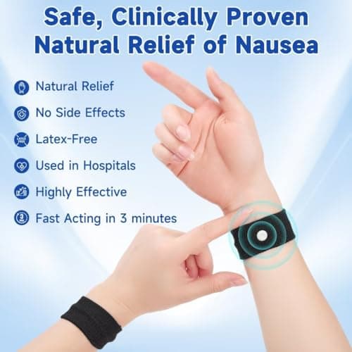 MEIYYJ Travel Sickness Bands for Adults and Kid Anti Nausea Wristbands for Motion & Morning Sickness Relief Bands for Pregnant Wowen Acupressure Nausea Relief for Car, Sea, Air Sickness(5Pairs) — view 2