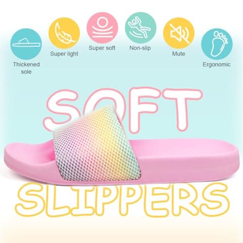 AOOWU Kids Sliders, Boys Girls House Slippers, Summer Beach Pool Slide Sandals, Shower Shoes, Soft EVA Slide Sandals for Indoor Outdoor, Lightweight Flip Flops — view 6