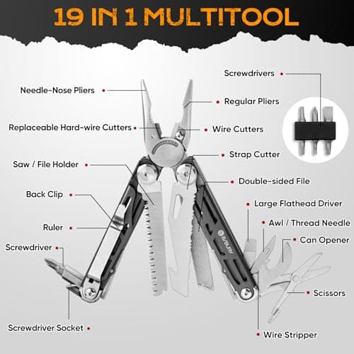 BIBURY Multitools, BI2038C Titanium Plating Multi Tool Foldable Pliers — view 2