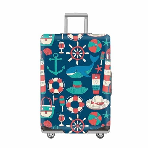 Oridaceae Elastic Suitcase Cover, Travel Luggage Cover Suitcase Protector Washable, Reusable and Dustproof, Polyester Trolley Case Covers with Zipper (Beach and ocean patterns, M (22-25 Inch))