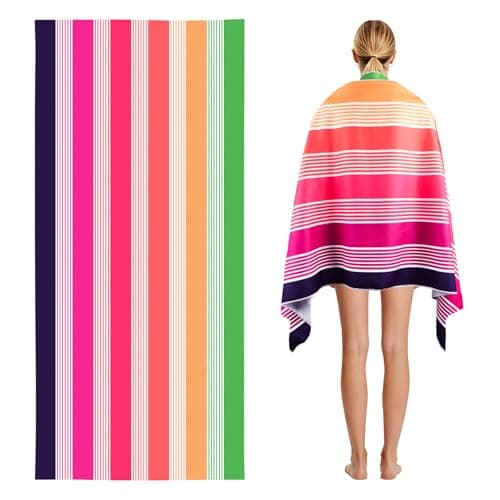 Hittriu Large Microfibre Beach Towel for Adults, 170 × 90 cm, Quick Dry, Sand Free, Lightweight Compact Travel Towel for Summer Beach, Pool, Holiday, Gym & Swimming (Colour)