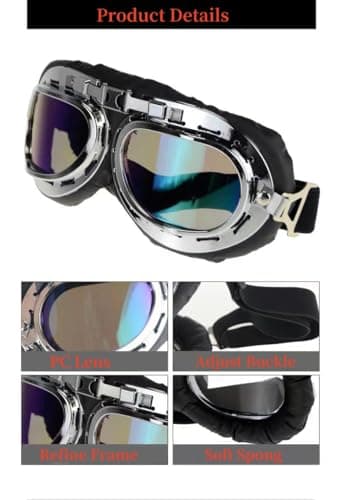 Silver Ski and Snowboard Goggles for Men and Women, UV Protection, Motorcycle Compatible Helmet Goggles, Anti-Fog Ski Goggles, Sports Goggles for Skiing, Motorcycling, Cycling, and Skateboarding — view 4
