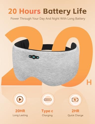Sleep Mask Headphones, Bluetooth 6.0 Sleeping Headband for Side Sleepers — view 2