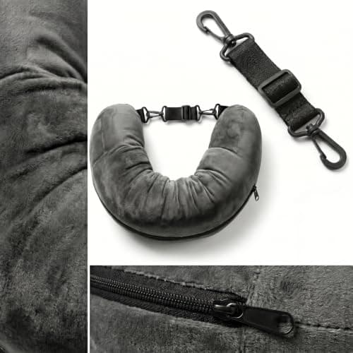 Campoverde Travel Neck Pillow Storage Bag, U-Shaped Pillowcase with Adjustable Shoulder Strap, Portable Organizer for Flight, Train and Car Travel(Dark Grey) — view 4