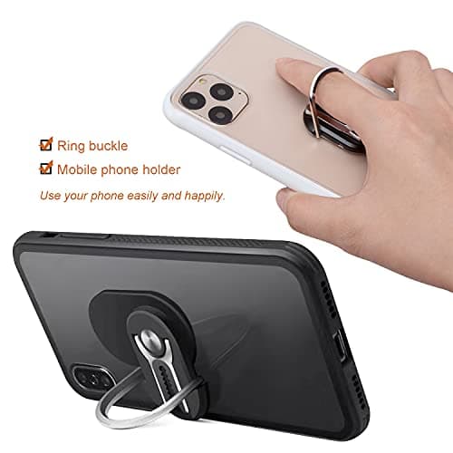 JEEZAO 2pcs New Multipurpose Smartphone Finger Ring Bracket, 360° Rotatable,Car Phone Holder, Air Vent Mobile Phone Mount (Black + red) — view 4