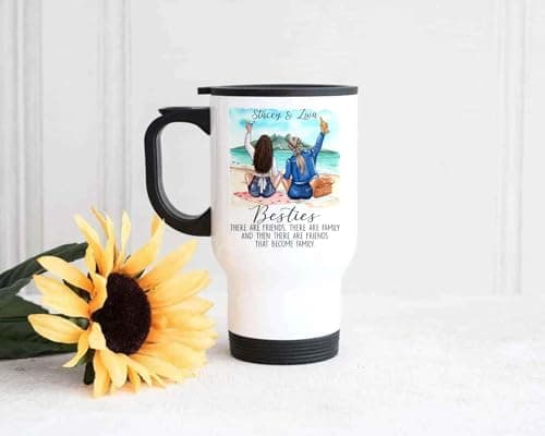 EKAM Personalised Travel Mug for Best Friend or Sister - 14oz Stainless Steel Insulated Travel Tea/Coffee Mug Heartfelt Message & Outfit Choices Best Friendship Gift for BFF Birthday Her, Christmas — view 5