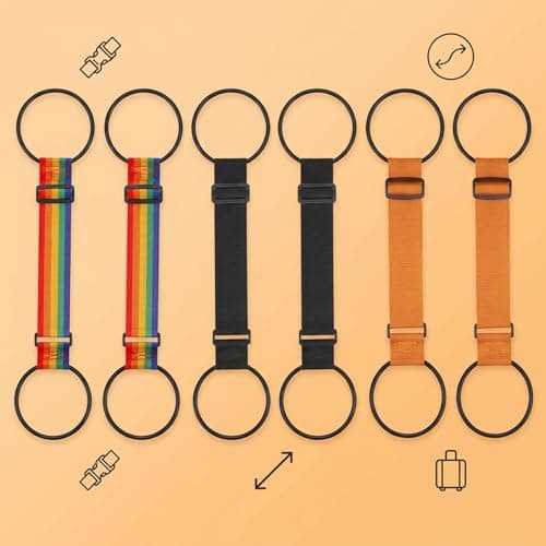 6 PCS Luggage Connector Straps for Suitcases, Adjustable Luggage Connector Straps for Travel, Bags Straps During Airport Transfers, In Orange, Black, and Rainbow Colors — view 4