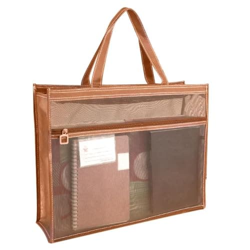 Mesh Art Supply Bag - Clear Artwork Holder, Zippered Drawing Storage Folder