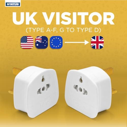 STATUS EU to UK Plug Adapter, White, Pack of 2 — view 3