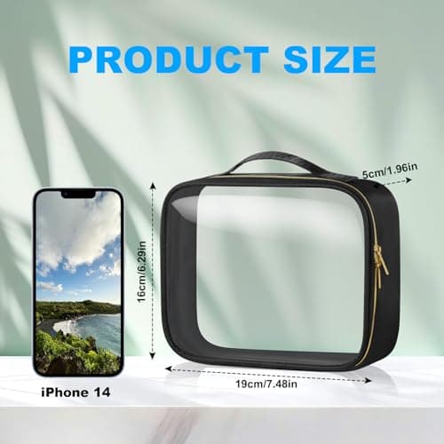Aucuu 4 Pcs Clear Toiletries Bags, PVC Waterproof Pouch Bags, Portable Cosmetic Makeup Bags with Zippered, Wash Bag for Men, Women, Travel, Business, 19x16x5cm — view 2