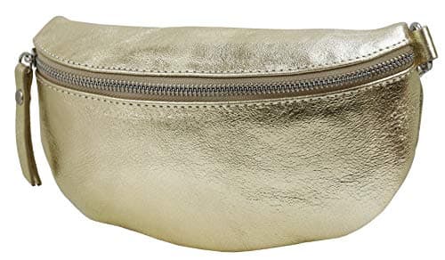 SH Leder ® AVA G292 Genuine Leather Waist Bag - Unisex Belt Bag for Festival Travel - 23 x 12 cm, Gold — view 2