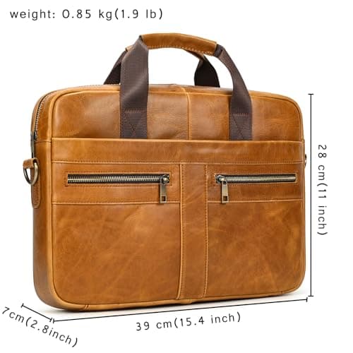 newsbirds Laptop Bag for Men, 15.6 inch Men Briefcase Computer Sleeve Case Leather Shoulder Messenger Bag Briefcase for Men Women Travel Outdoor Business Office Hangbag Laptop, 3316 Yellow — view 4