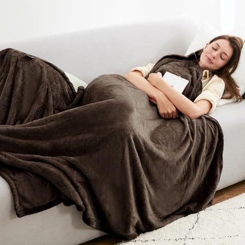 EHEYCIGA Single Fleece Throw Blanket for Sofa 130x165cm, Brown — view 6