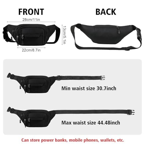 Meng Jiaran 2 Pack Bum Bag Bumbag for Men Women, Black,Grey Green — view 3