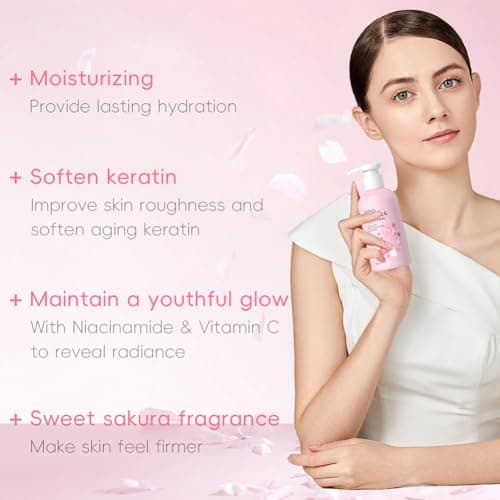 Wenrny Japan Sakura Body Lotion for Dry & Rough Skin,200g Unisex Sakura Scent Body Cream for Moisturizing,Hydrating,Soften and Smoothing Skin,Non- Sticky Refreshing,Travel Size Daily Hydration — view 2