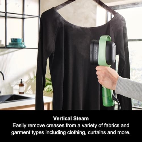 Morphy Richards Vibe Travel Garment Steamer & Storage Bag, No Ironing Board Needed, Travel Iron, Lightweight, Quick Heat-up, Detachable Water Tank, Detachable Lint Brush, Green, 361002 — view 3