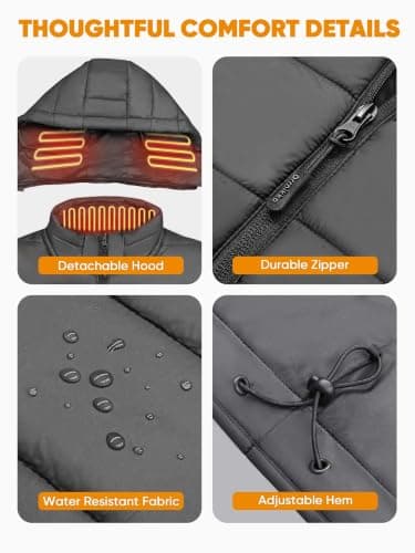 ORRNIKKO Heated Vest Women - Detachable Heated Hood With 7.4V 16000mAh Battery Pack Fast Charge, Womens Heated Vest — view 6