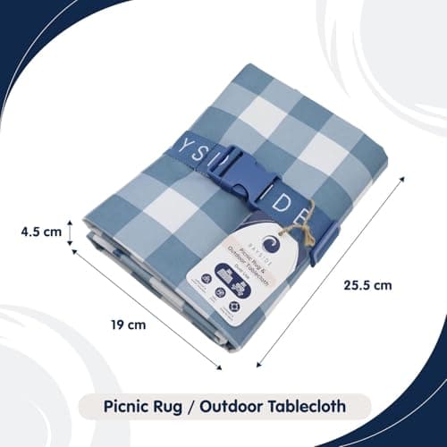 BAYSIDE Blue Pool Picnic Blanket, 145 x 145cm Water Resistant, Picnic Rug & Outdoor Tablecloth Dual Use Foldable Compact Travel Blanket, Easy to Wipe Clean. — view 5