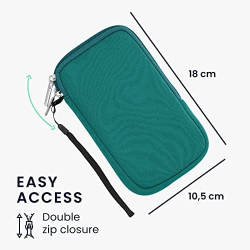 kwmobile Universal Phone Pouch Size L - 6.5" - Neoprene Smartphone Pouch with Zip - Water-Repellent Mobile Phone Case - Sleeve in Petrol — view 6